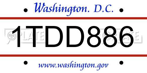 1TDD886 District Of Columbia License Plate