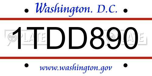 1TDD890 District Of Columbia License Plate