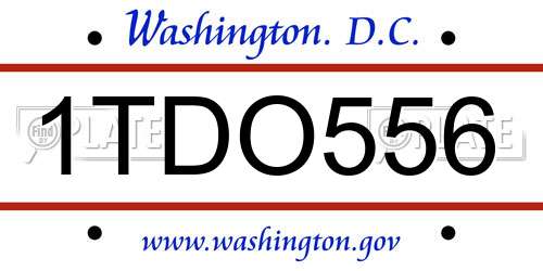1TDO556 District Of Columbia License Plate