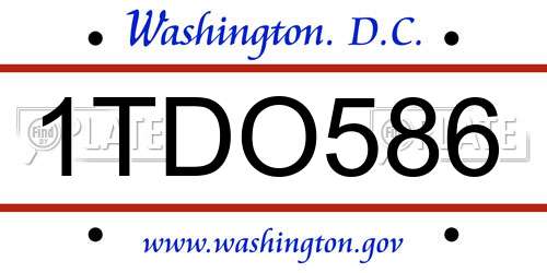 1TDO586 District Of Columbia License Plate