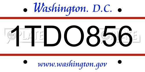 1TDO856 District Of Columbia License Plate