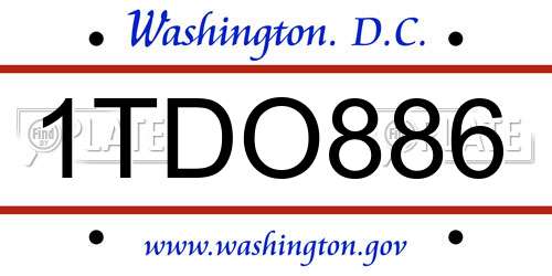 1TDO886 District Of Columbia License Plate