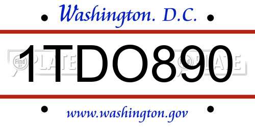 1TDO890 District Of Columbia License Plate