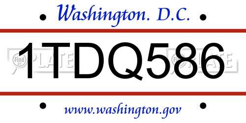 1TDQ586 District Of Columbia License Plate