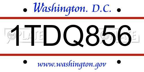 1TDQ856 District Of Columbia License Plate