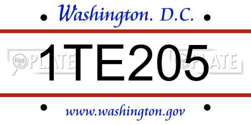1TE205 District Of Columbia License Plate