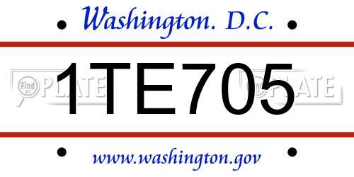 1TE705 District Of Columbia License Plate