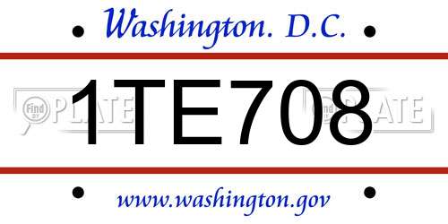 1TE708 District Of Columbia License Plate