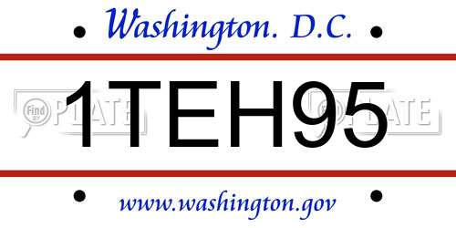 1TEH95 District Of Columbia License Plate