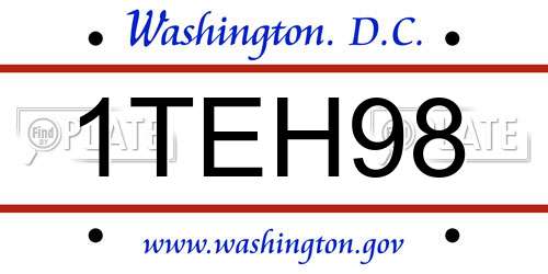 1TEH98 District Of Columbia License Plate