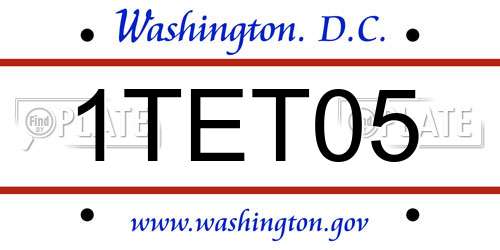 1TET05 District Of Columbia License Plate