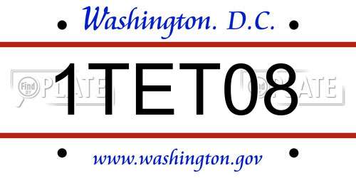 1TET08 District Of Columbia License Plate