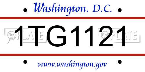 1TG1121 District Of Columbia License Plate