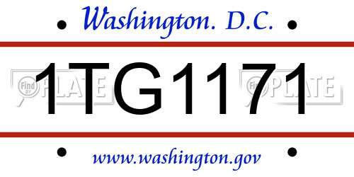 1TG1171 District Of Columbia License Plate