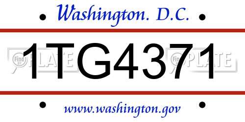 1TG4371 District Of Columbia License Plate