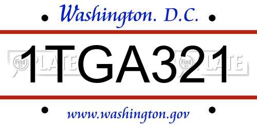 1TGA321 District Of Columbia License Plate