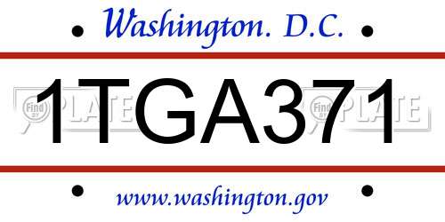 1TGA371 District Of Columbia License Plate