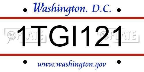 1TGI121 District Of Columbia License Plate