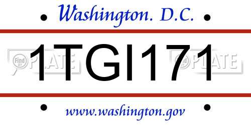 1TGI171 District Of Columbia License Plate