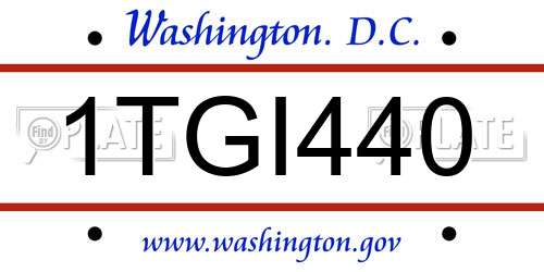 1TGI440 District Of Columbia License Plate