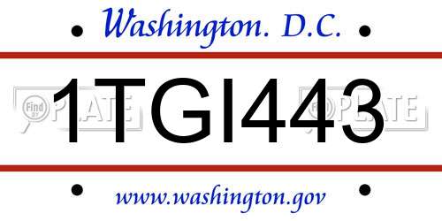1TGI443 District Of Columbia License Plate
