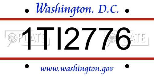 1TI2776 District Of Columbia License Plate