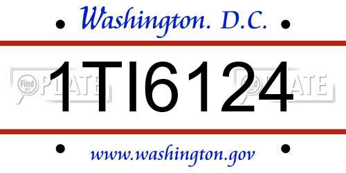 1TI6124 District Of Columbia License Plate