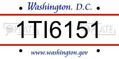1TI6151 District Of Columbia License Plate