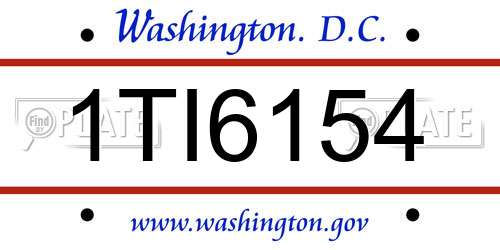 1TI6154 District Of Columbia License Plate