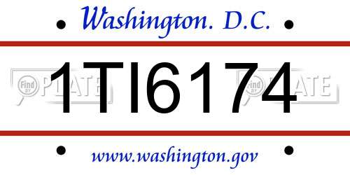 1TI6174 District Of Columbia License Plate