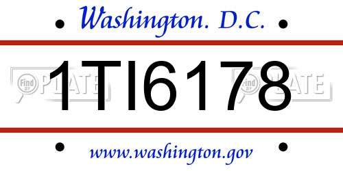 1TI6178 District Of Columbia License Plate