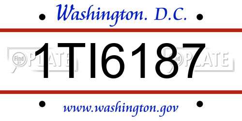 1TI6187 District Of Columbia License Plate