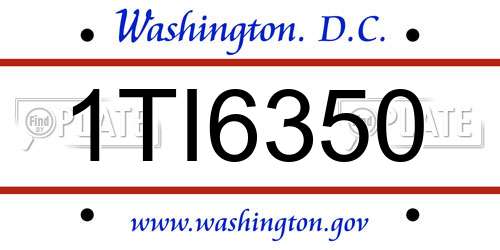 1TI6350 District Of Columbia License Plate