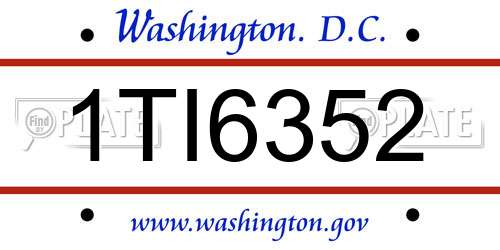 1TI6352 District Of Columbia License Plate