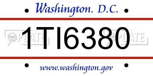 1TI6380 District Of Columbia License Plate
