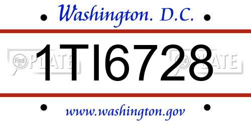 1TI6728 District Of Columbia License Plate