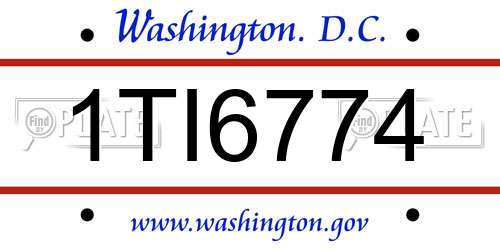 1TI6774 District Of Columbia License Plate