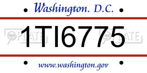 1TI6775 District Of Columbia License Plate