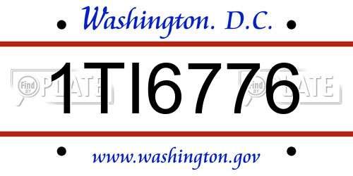 1TI6776 District Of Columbia License Plate