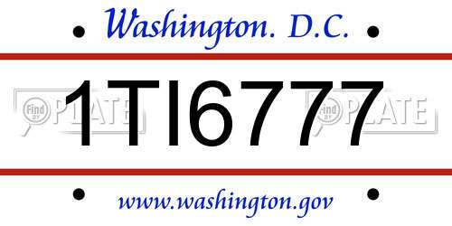 1TI6777 District Of Columbia License Plate