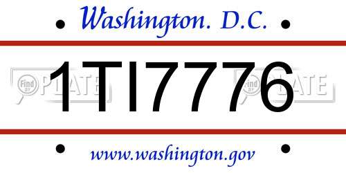 1TI7776 District Of Columbia License Plate