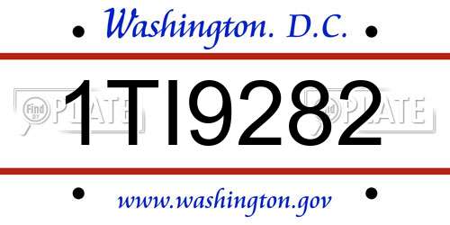 1TI9282 District Of Columbia License Plate