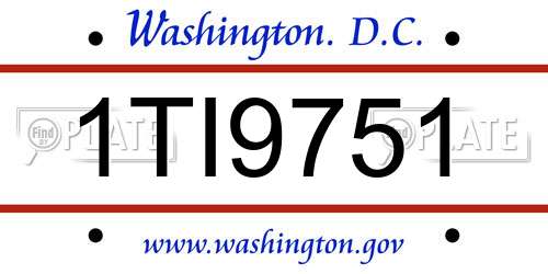 1TI9751 District Of Columbia License Plate