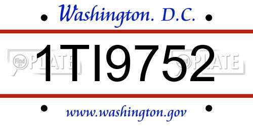 1TI9752 District Of Columbia License Plate