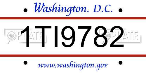 1TI9782 District Of Columbia License Plate