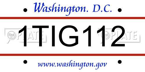 1TIG112 District Of Columbia License Plate