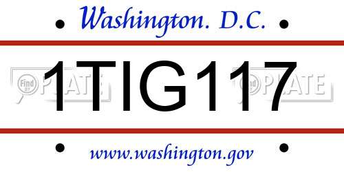 1TIG117 District Of Columbia License Plate