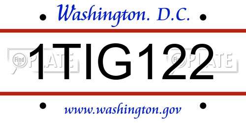 1TIG122 District Of Columbia License Plate