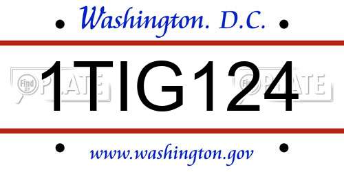 1TIG124 District Of Columbia License Plate