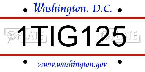 1TIG125 District Of Columbia License Plate